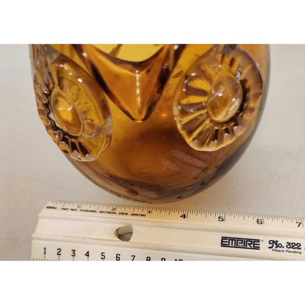 Pier 1 Art Glass 6.5" Amber Owl Vase Veyye Aytisanal Collection - Picture 7 of 8